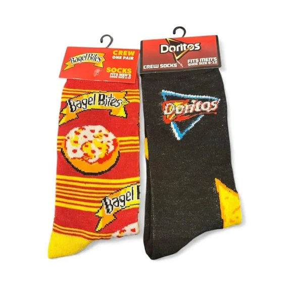 Bagel Bites and Doritos Crew Socks Set - Red and Black - Picture 1 of 4
